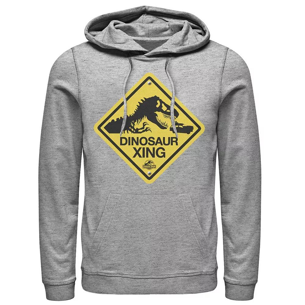 Men's Jurassic Park Dinosaur Crossing Yellow Sign Pullover Hoodie,  Product Image