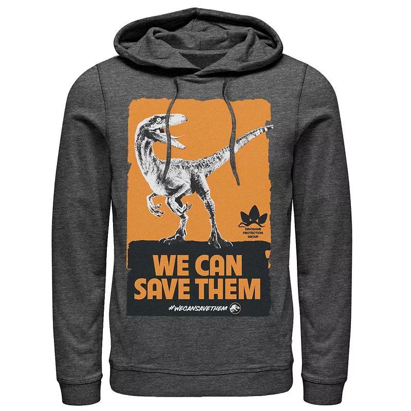 Men's Jurassic World We Can Save Them Poster Hoodie, Size: Small, Grey Heather Product Image