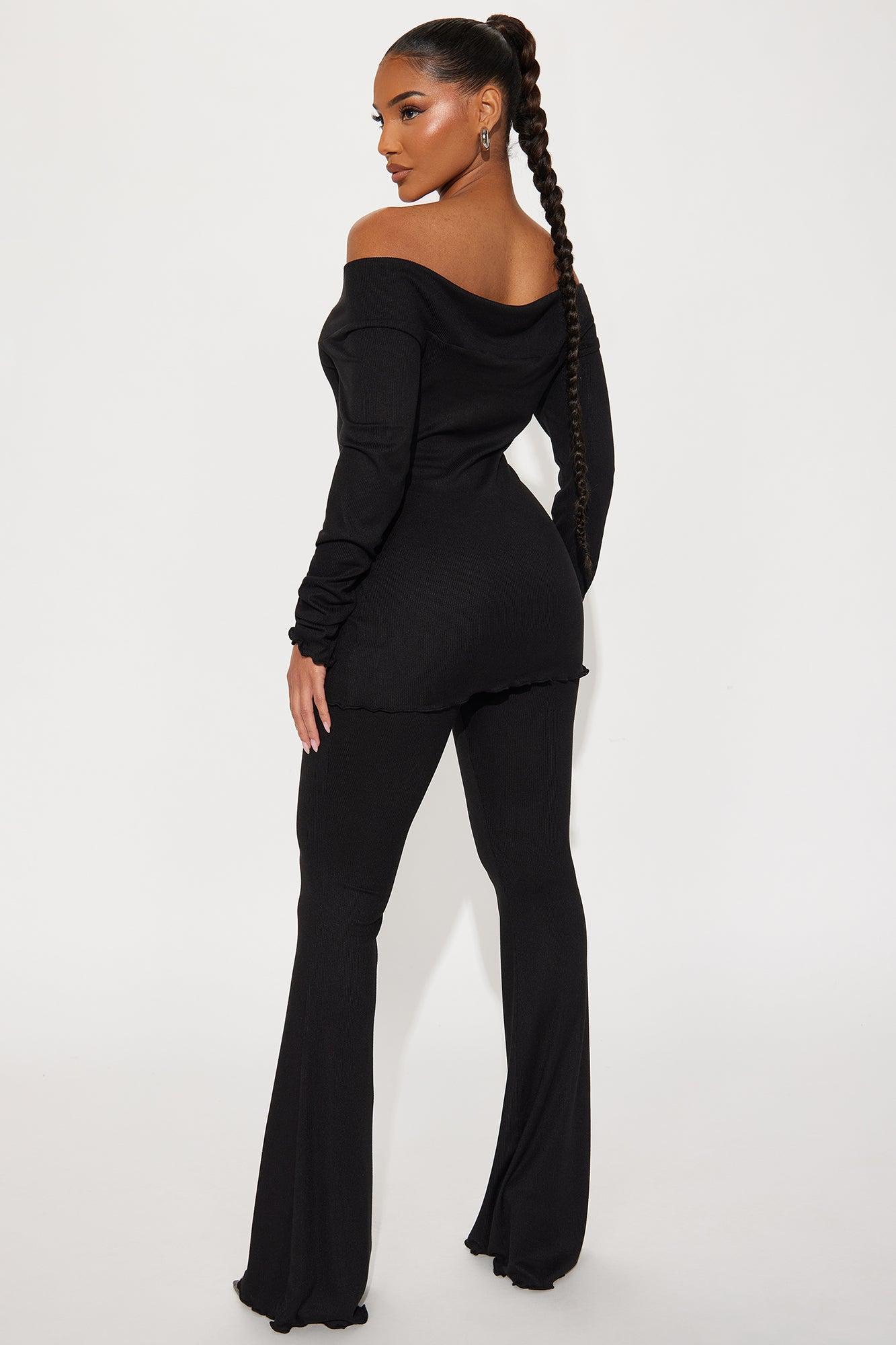 Stassi Off Shoulder Pant Set - Black Product Image