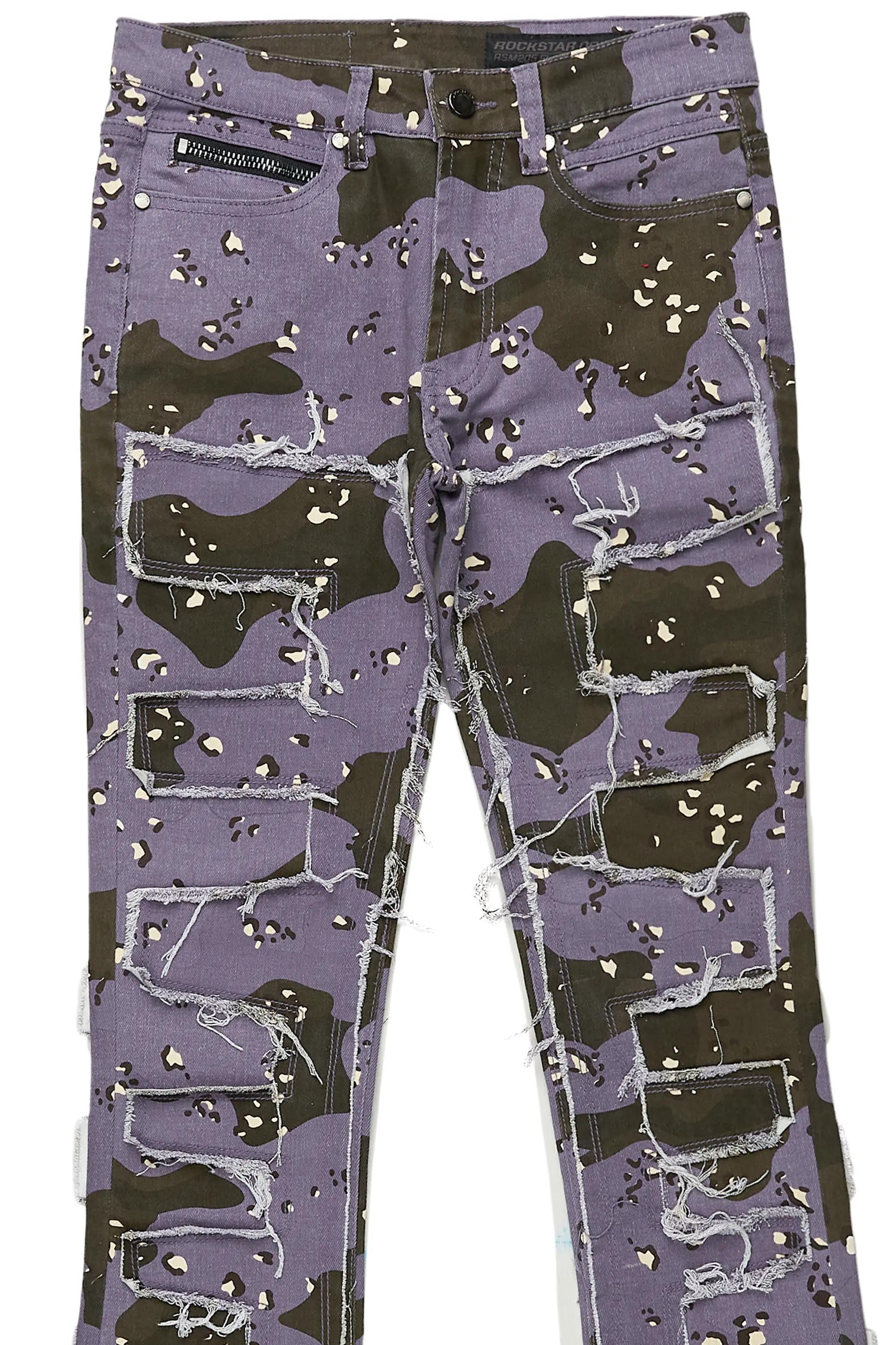 Shake Purple Camo Stacked Flare Jean Male Product Image