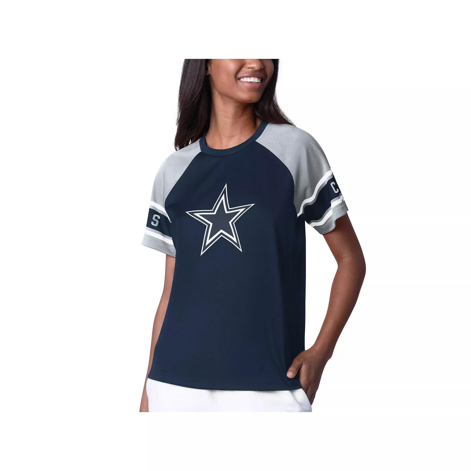 Women's Starter Navy Dallas Cowboys 1st Rounder Color Block Raglan Top, Size: Small, Blue Product Image