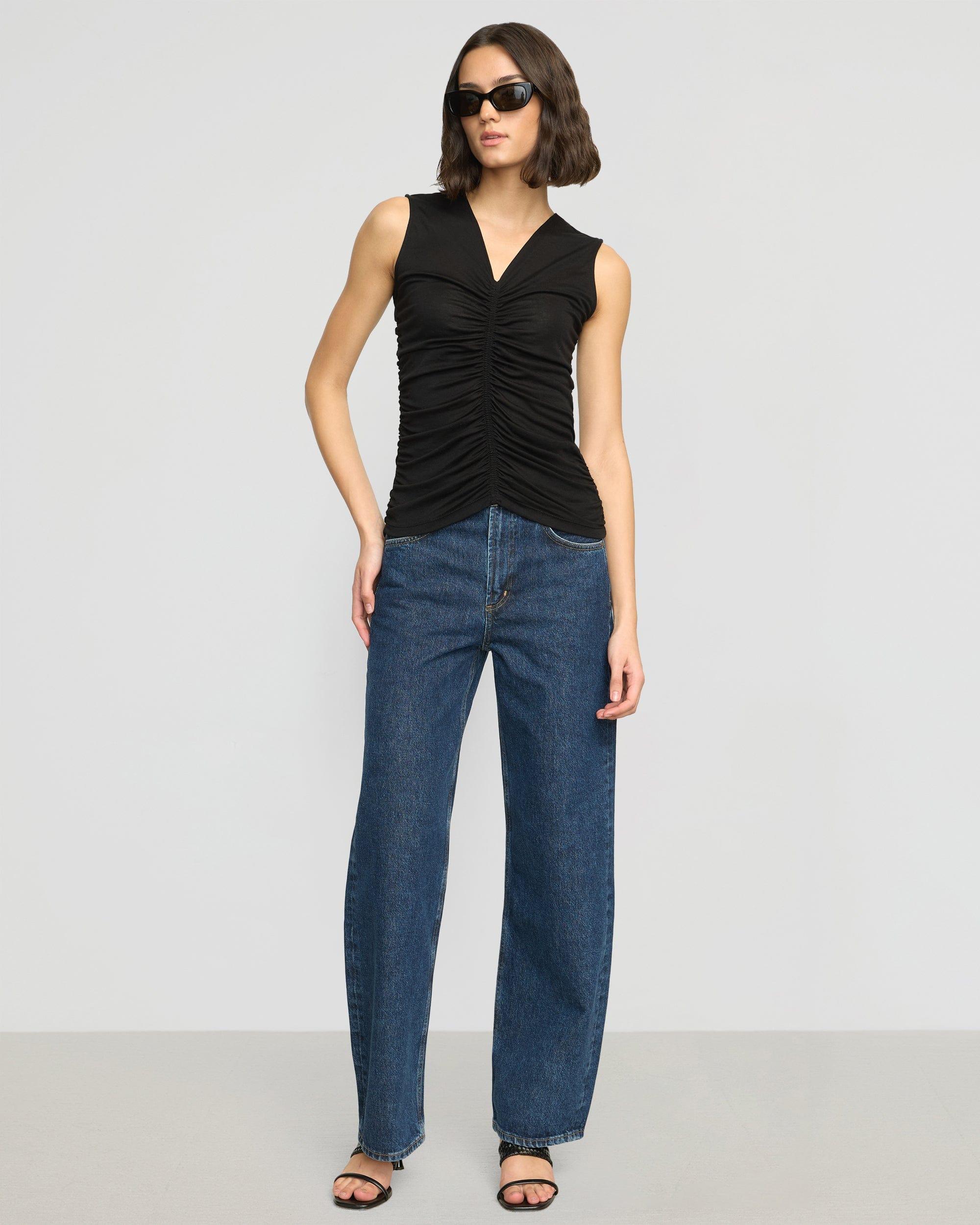 Saleha Ruched-Front Sleeveless Tank Product Image