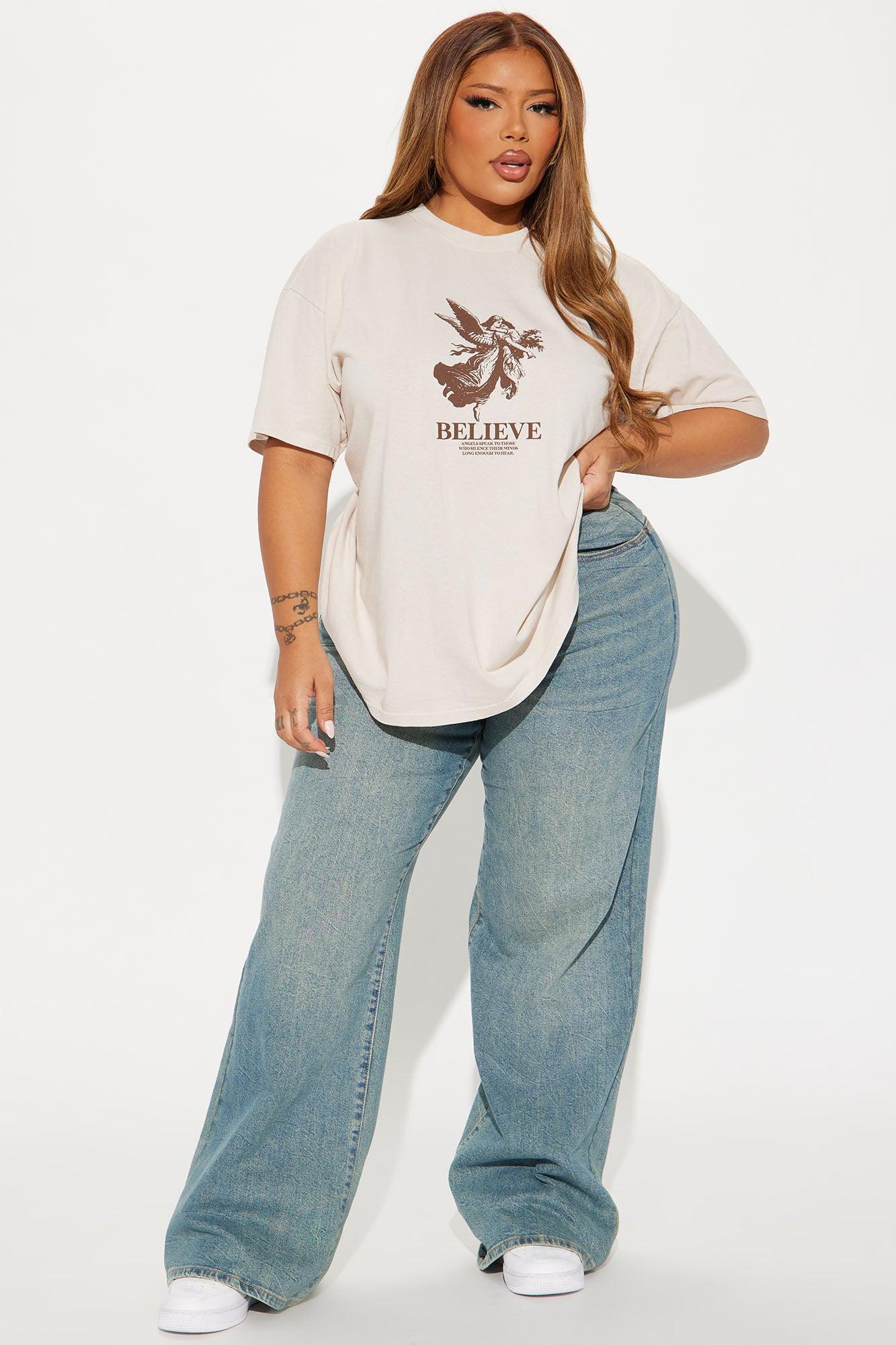 Never Stop Believing Graphic Tee - Taupe/combo Product Image