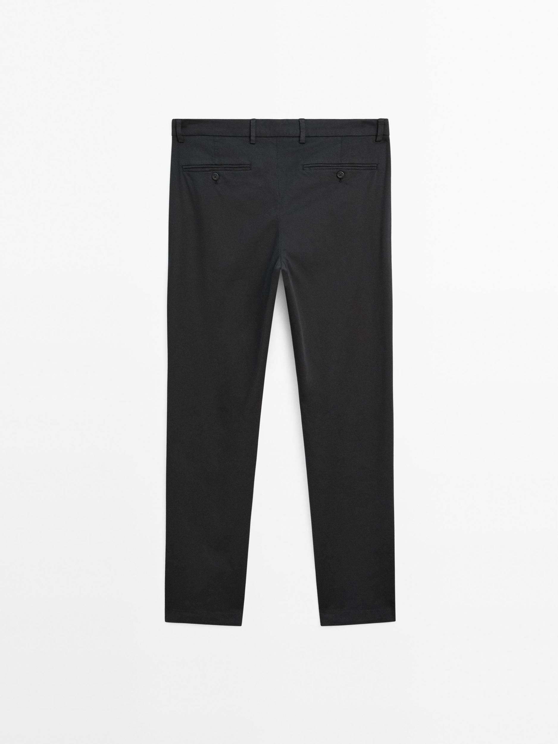 Cotton blend slim fit trousers Product Image
