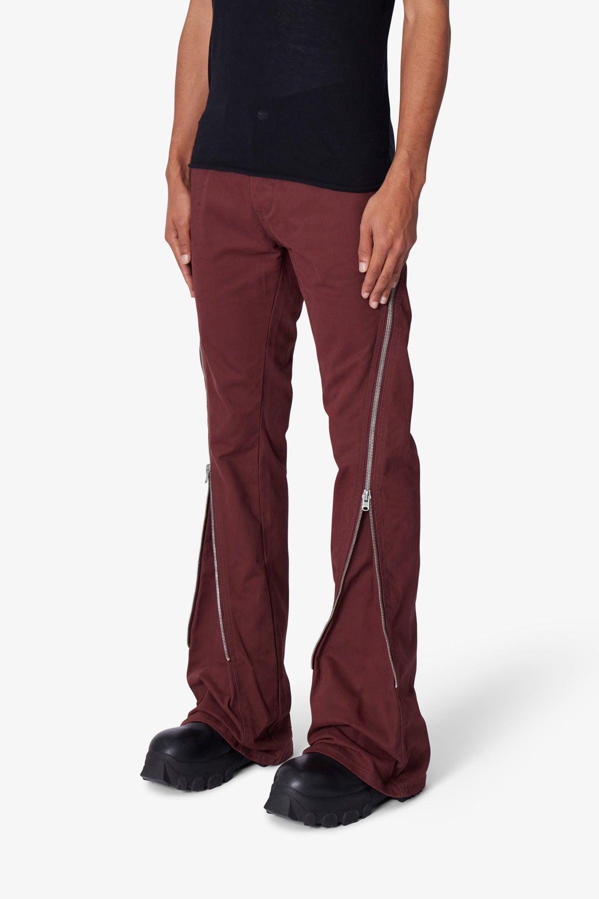 D519 Zipper Flare Denim - Red Product Image