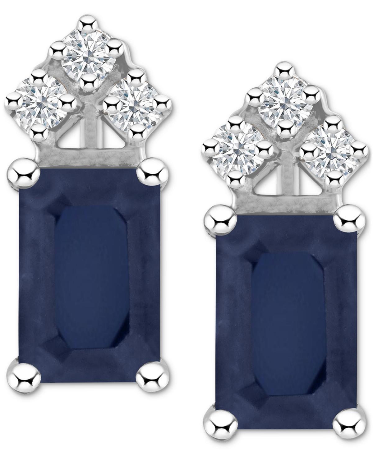 Celebration Gems 14k Gold Emerald Cut Tanzanite & 1/8 Carat T.W. Diamond Stud Earrings, Women's, 14k Whgold Product Image