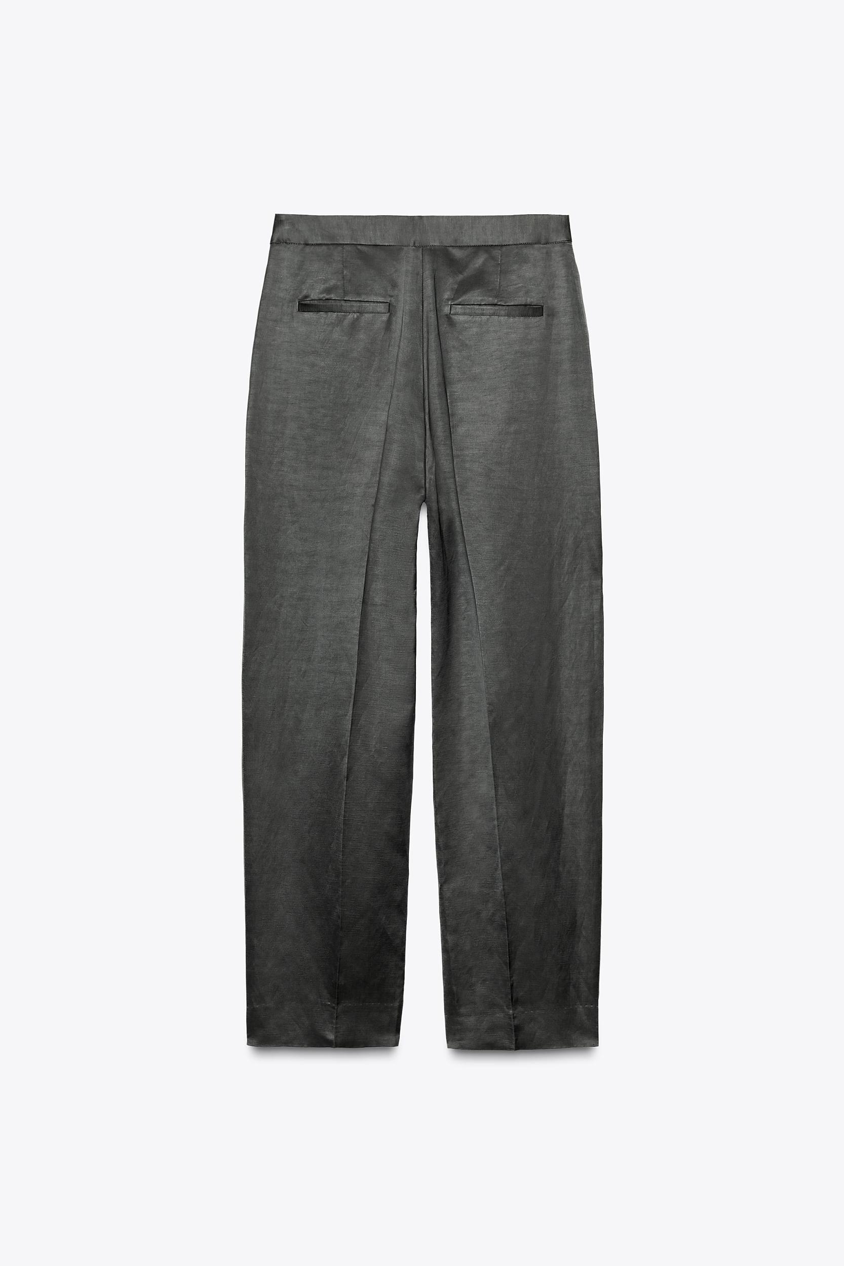 SATIN LINEN PANTS ZW COLLECTION Product Image