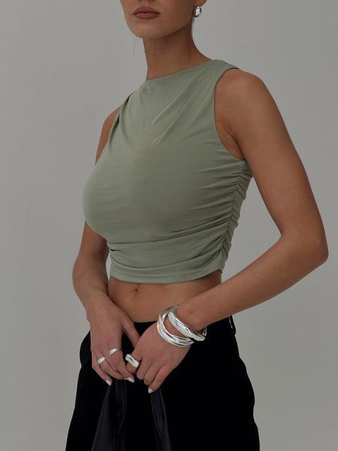 Hold Em High Neck Top Green Product Image