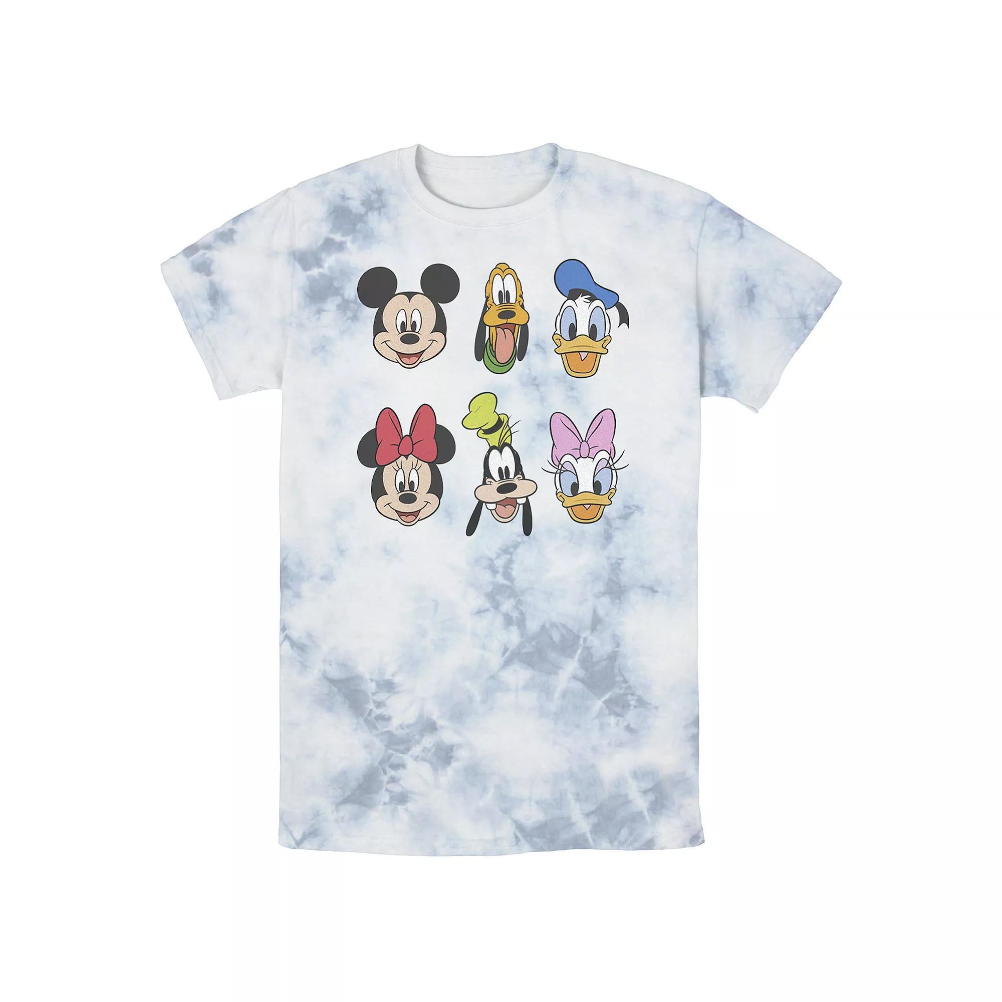 Men's Disney Mickey And Friends Group Shot Heads Wash Tee,  Product Image