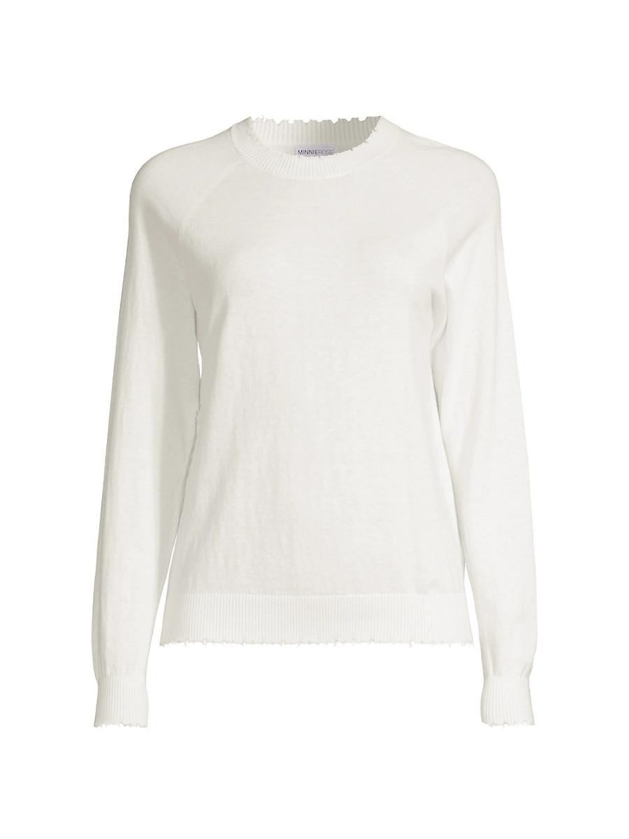 Womens Distressed Cotton & Cashmere Knit Pullover Sweatshirt Product Image