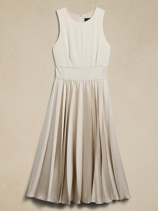 Ness Pleated Satin Midi Dress Product Image