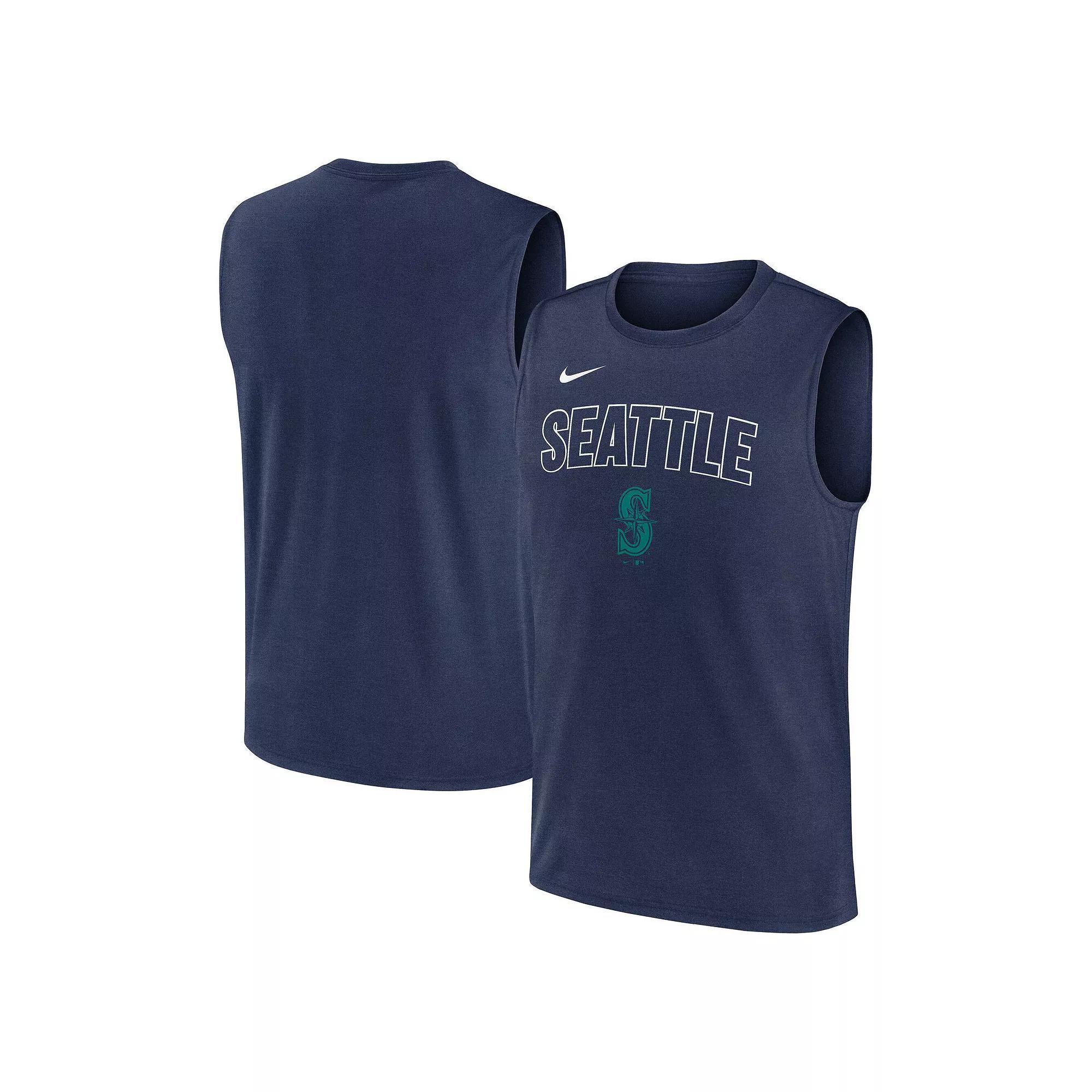 Men's Nike Navy Seattle Mariners Knockout Performance Muscle Tank Top, Size: 3XL, Blue Product Image