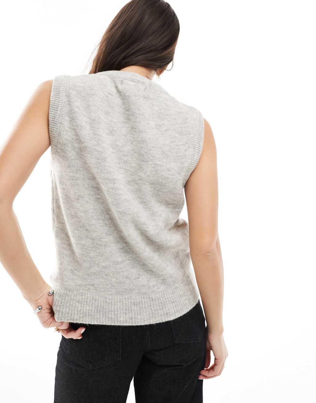 Stradivarius knit cardigan vest in gray Product Image