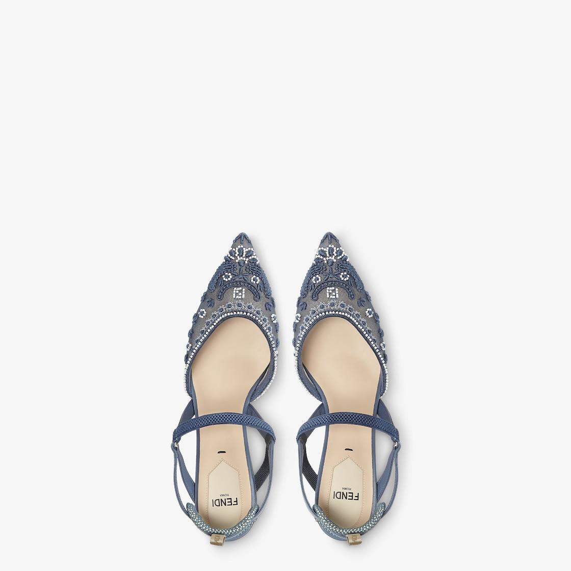 Colibrì LiteBlue embroidered mesh medium-heeled slingbacks Product Image