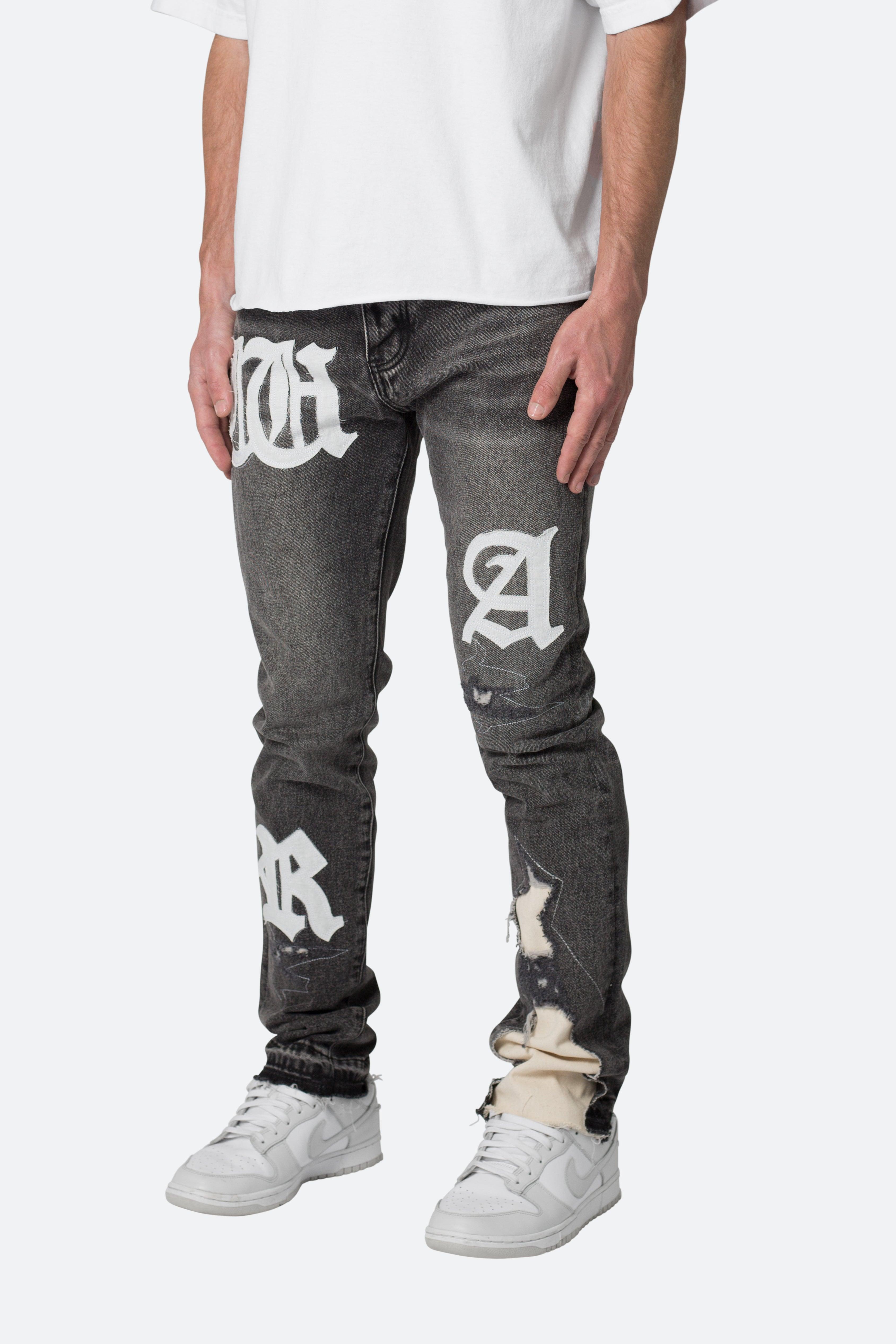 D198 War Straight Denim - Black/White Product Image