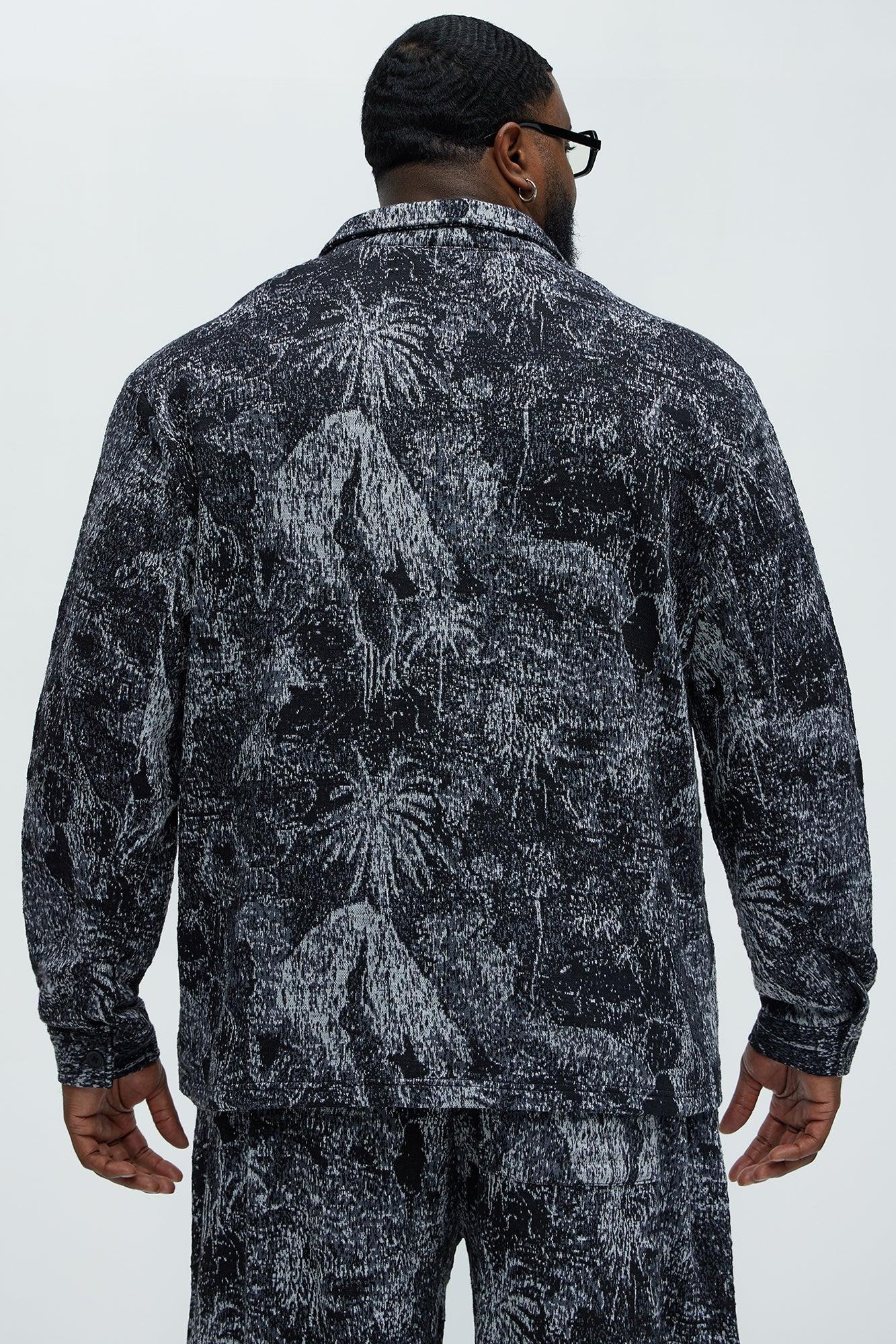 Grainy Tropics Knitted Button Down Shirt - Black/combo Product Image