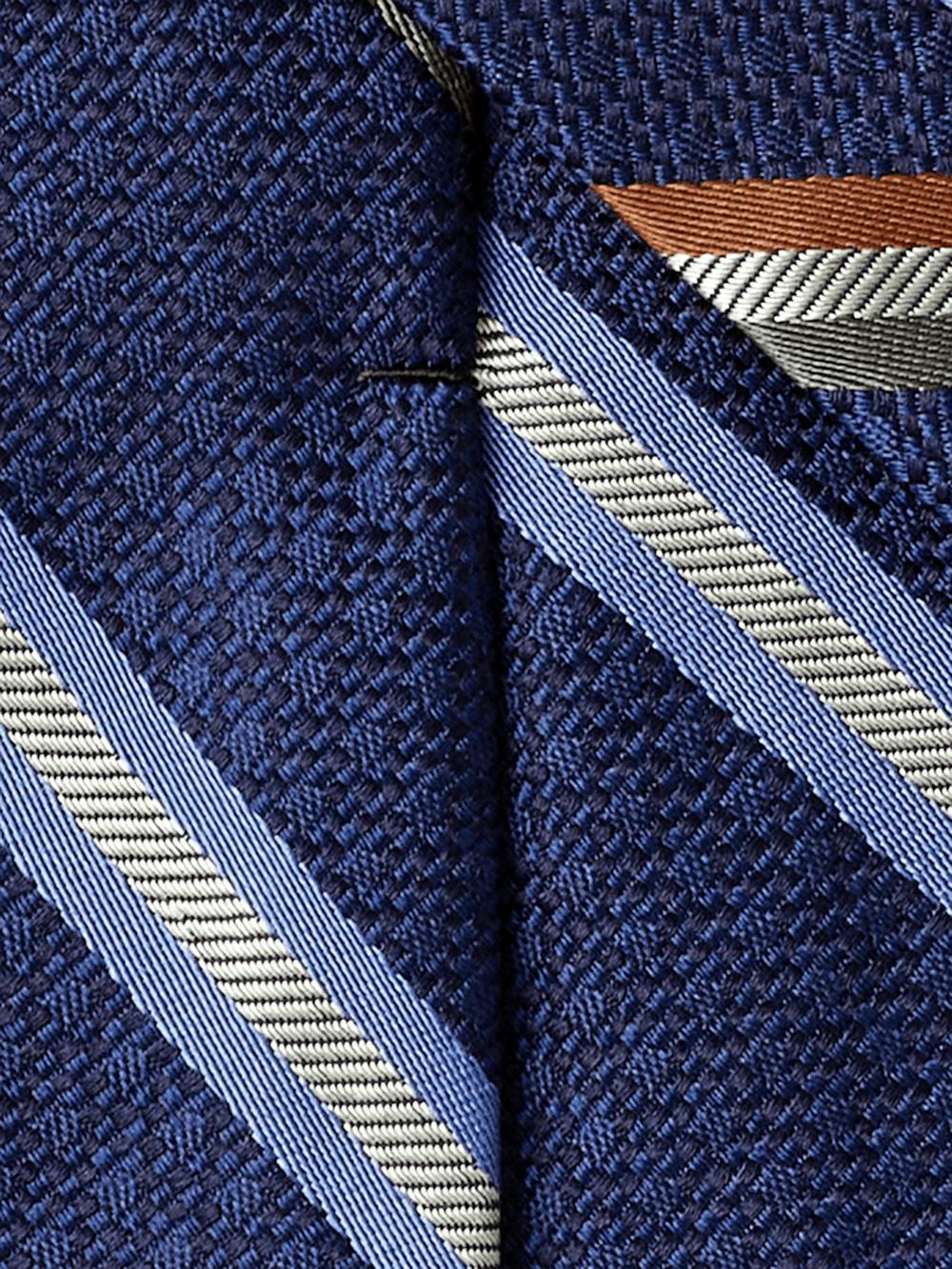 Stripe Woven Silk Tie - Navy Multi Product Image