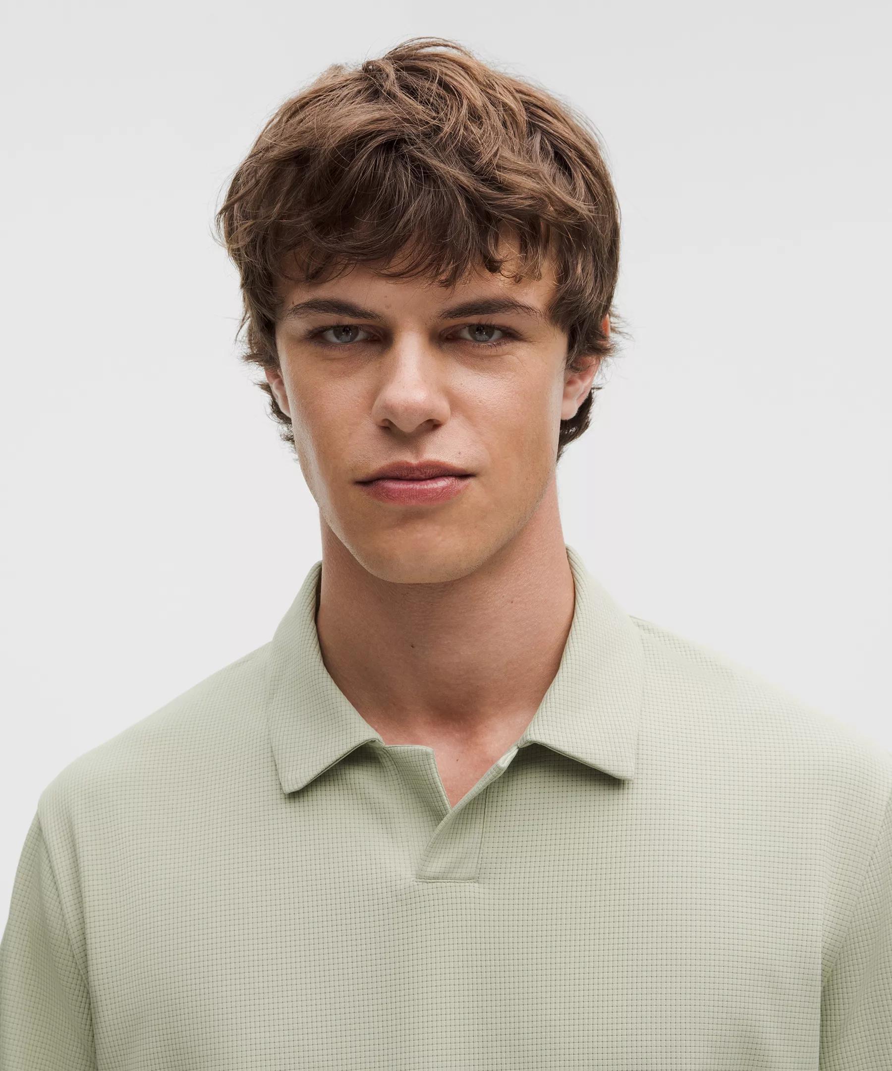 Textured Mesh Short-Sleeve Polo Shirt Product Image