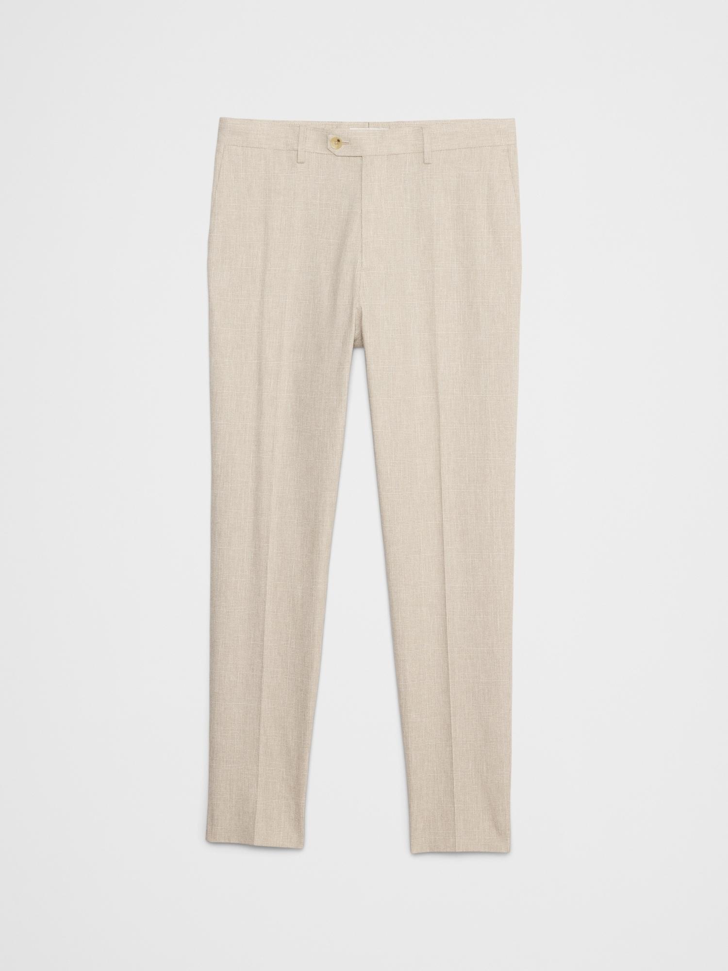 Tailored-Fit Linen-Blend Stone Glen Plaid Suit Trouser Product Image