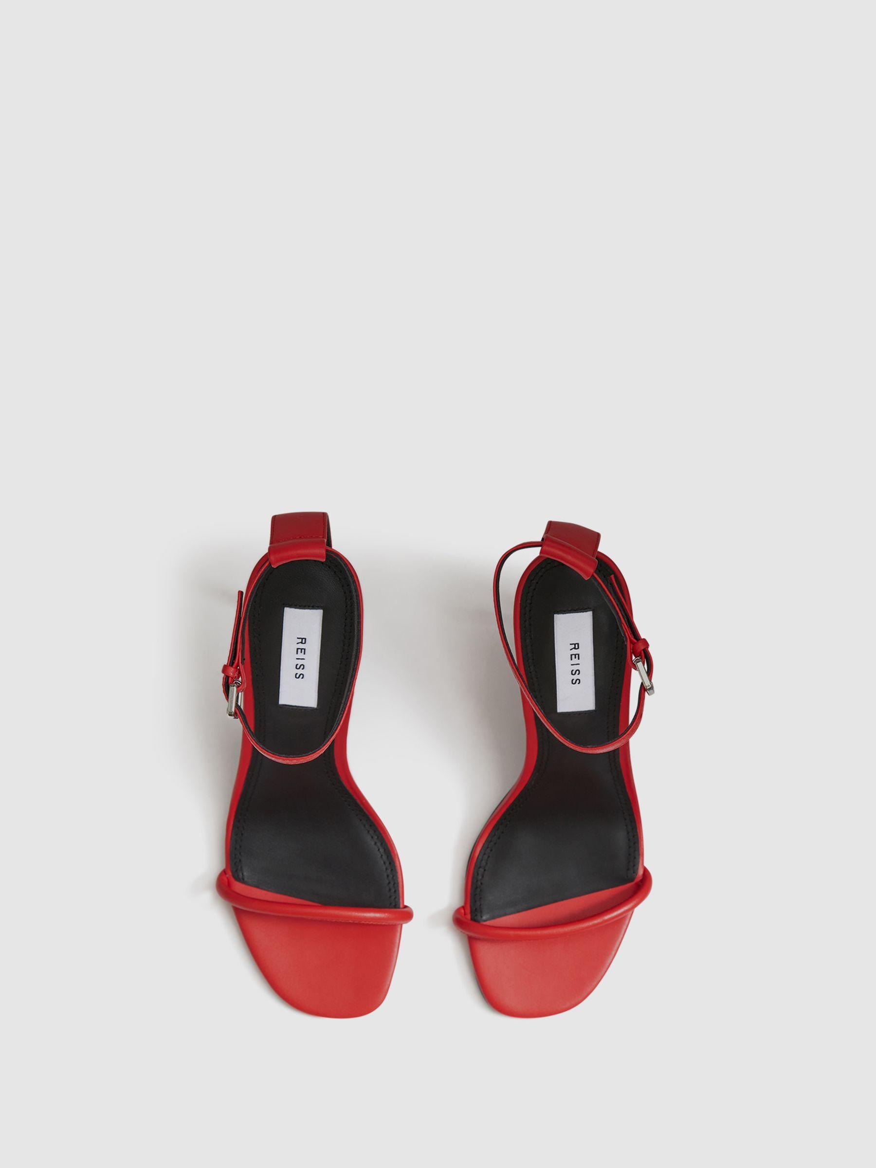 Strappy Pin Heel Sandals in Orange Product Image