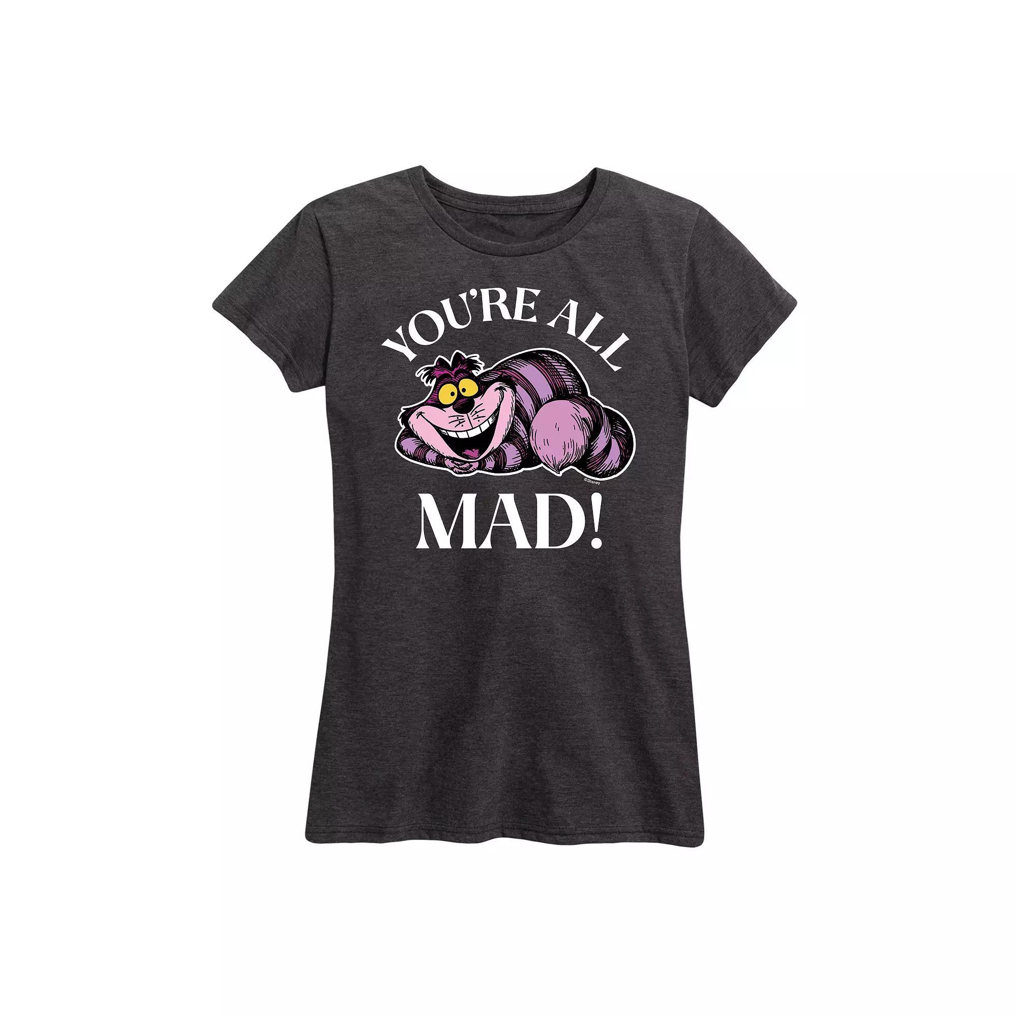 Disney's Alice in Wonderland Women's You're All Mad Graphic Tee, Girl's, Size: Medium, Grey Blue Product Image