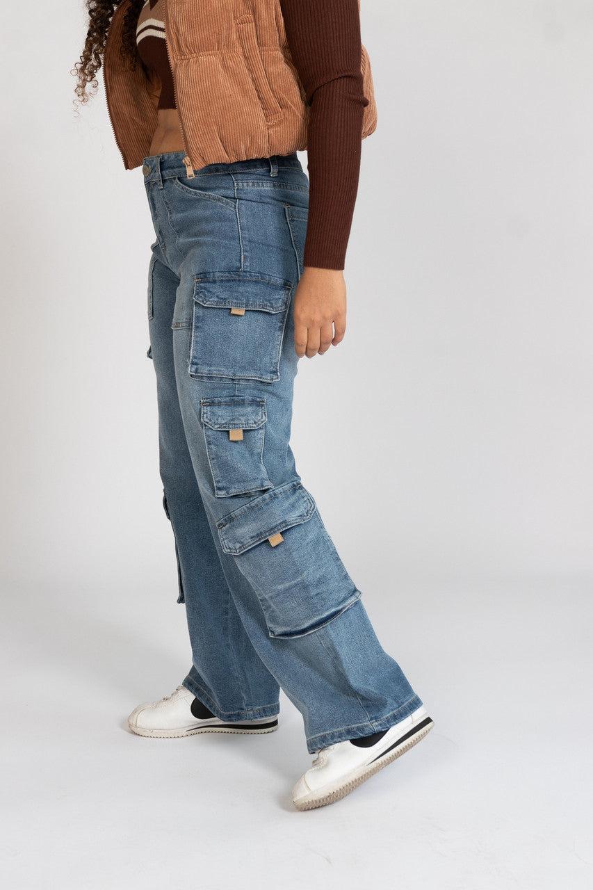 Mid Rise Cargo Jeans Product Image
