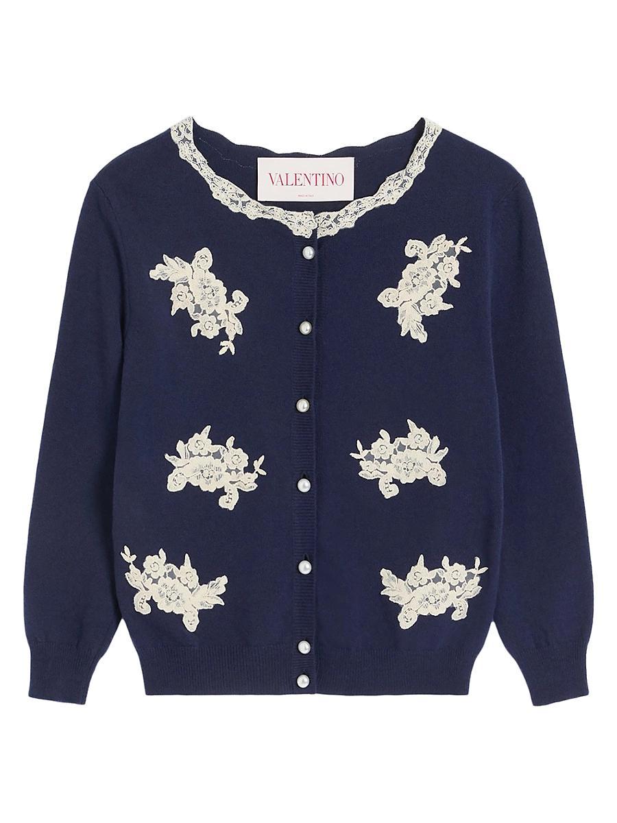 Womens Embroidered Wool and Lace Cardigan Product Image