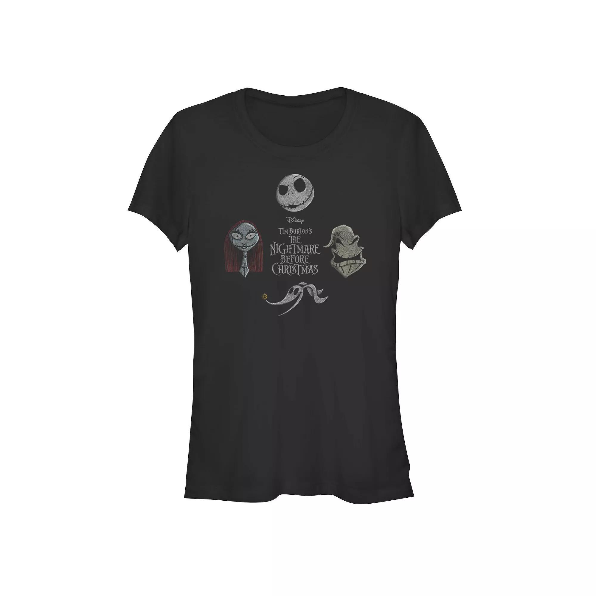 Disney's The Nightmare Before Christmas Characters Heads Juniors' Fitted Graphic Tee, Girl's, Size: Medium, Black Product Image