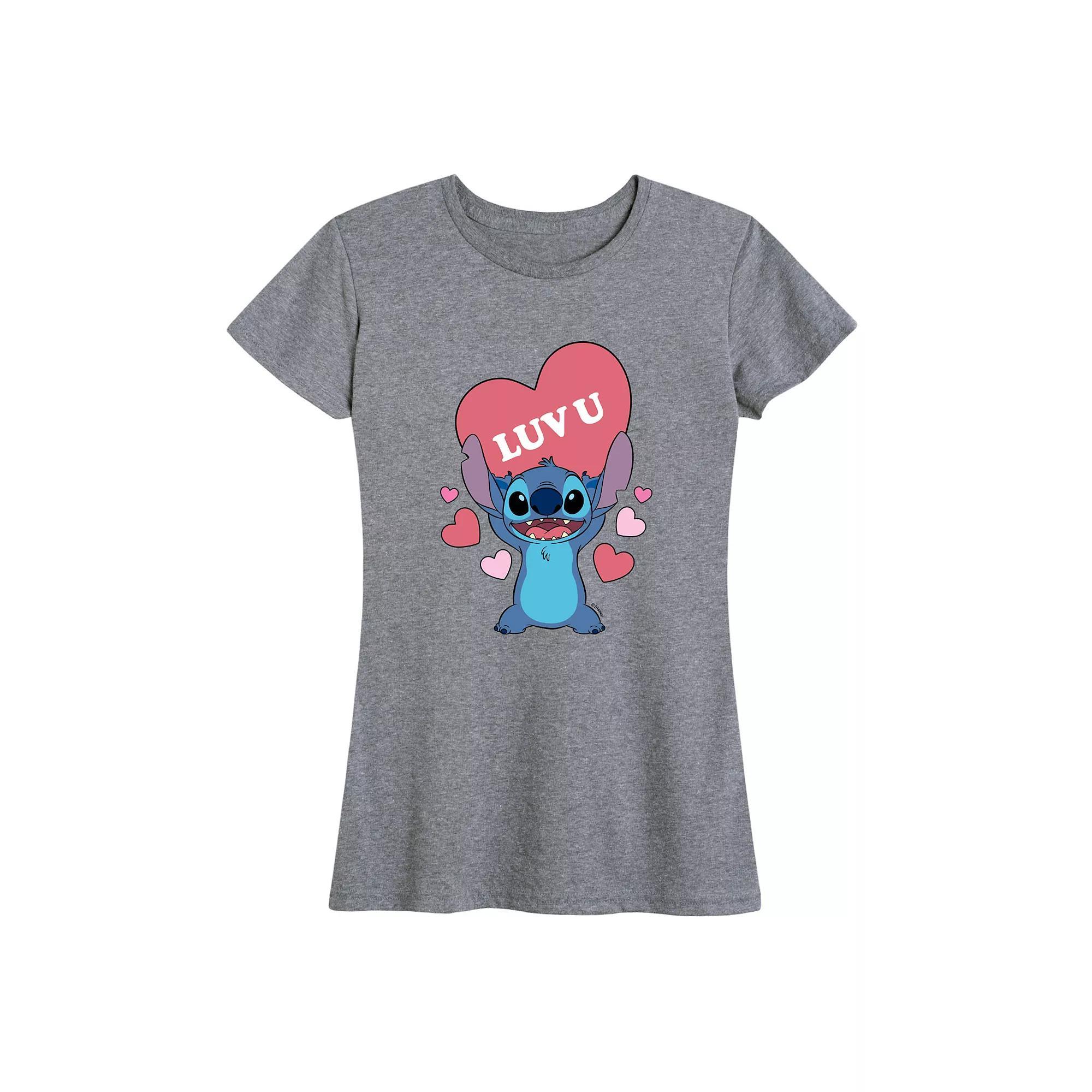 Disney's Lilo & Stitch Women's Luv U Heart Graphic Tee,  Product Image