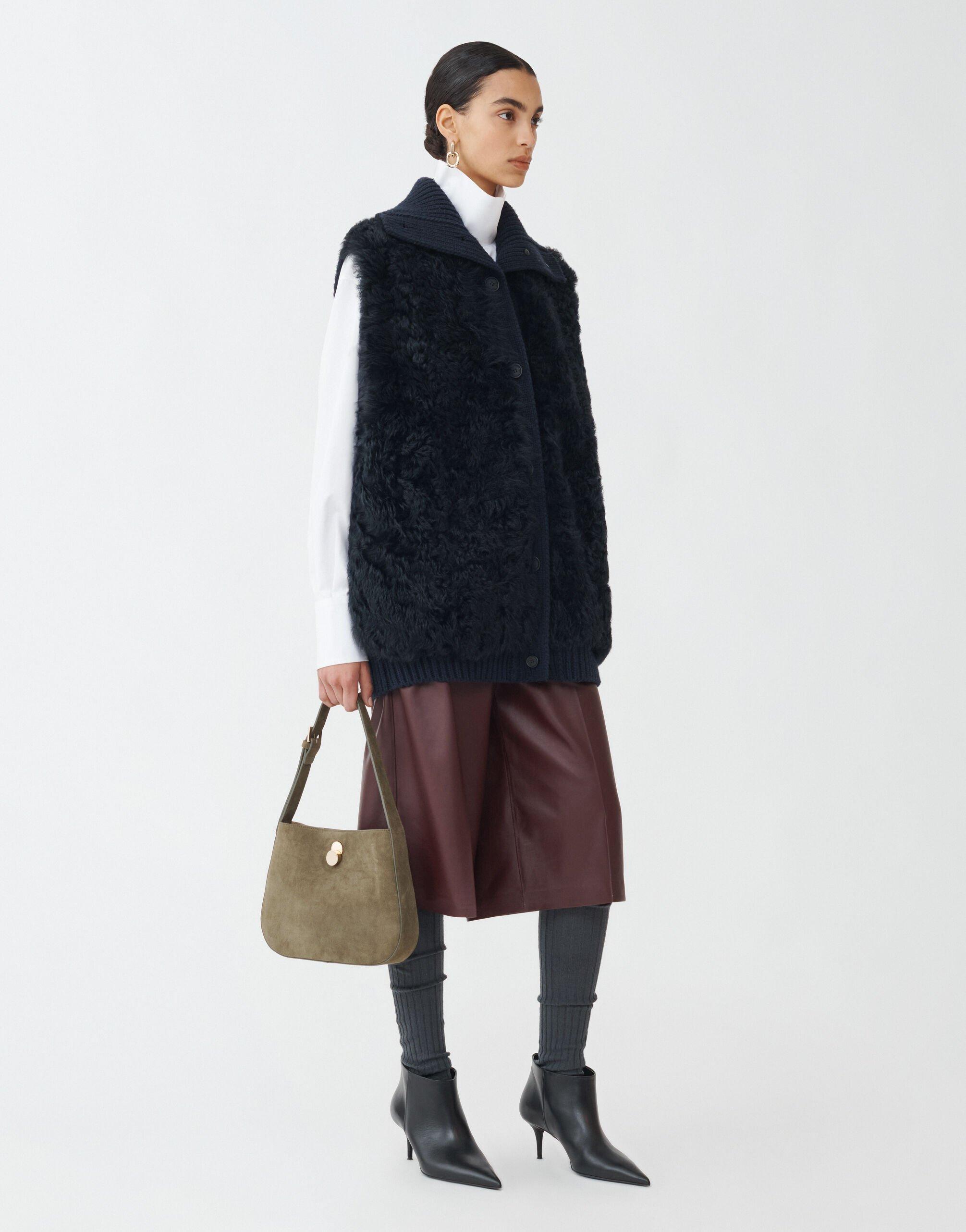 FABIANA FILIPPI Platinum And Shearling Gilet In Blue Product Image