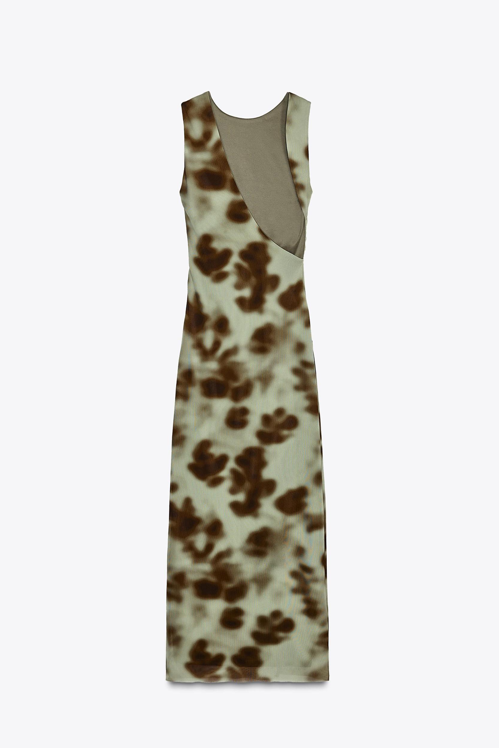 DRAPED PRINTED MIDI DRESS Product Image