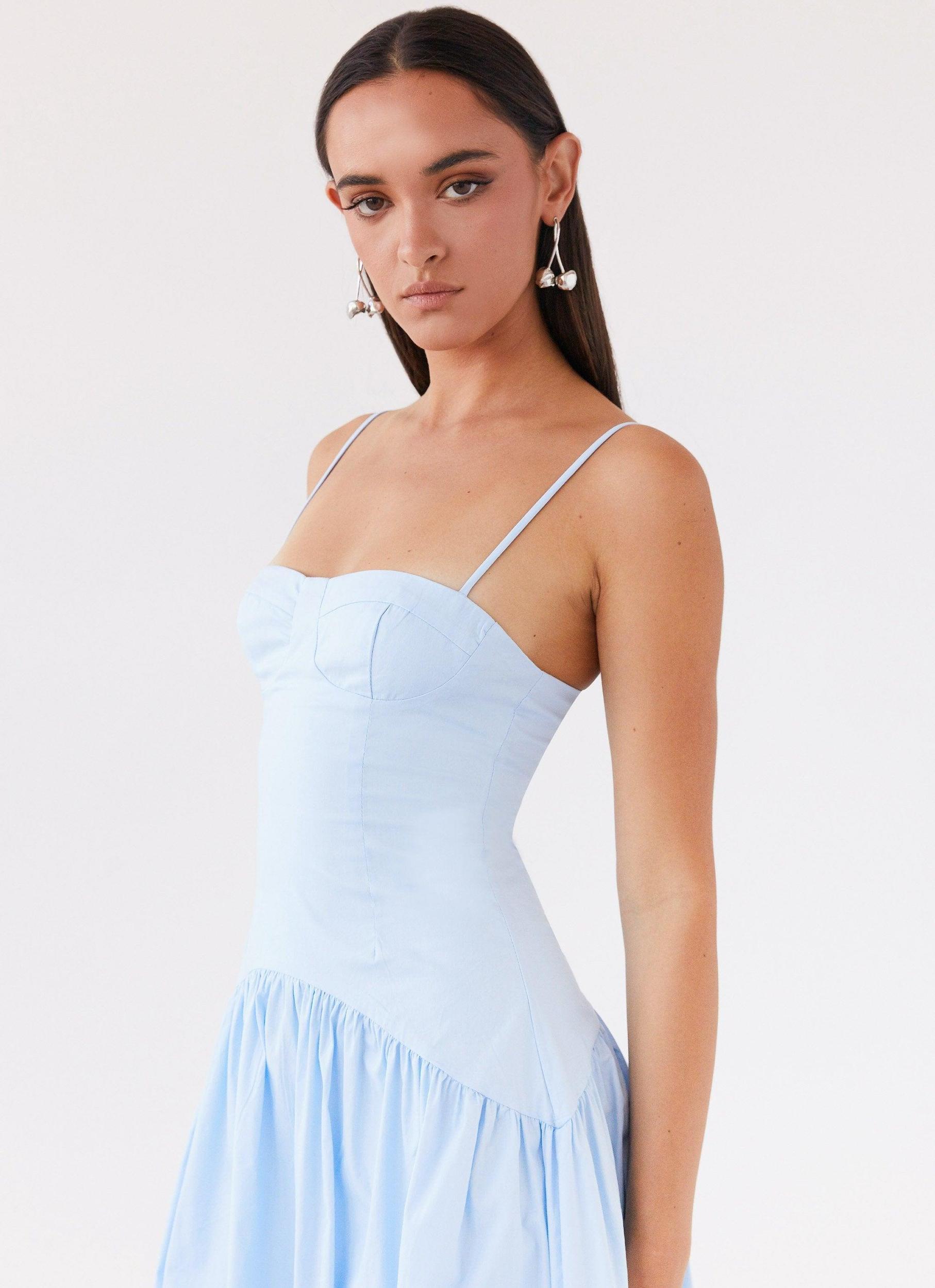 Yvette Corset Midi Dress - Blue Product Image