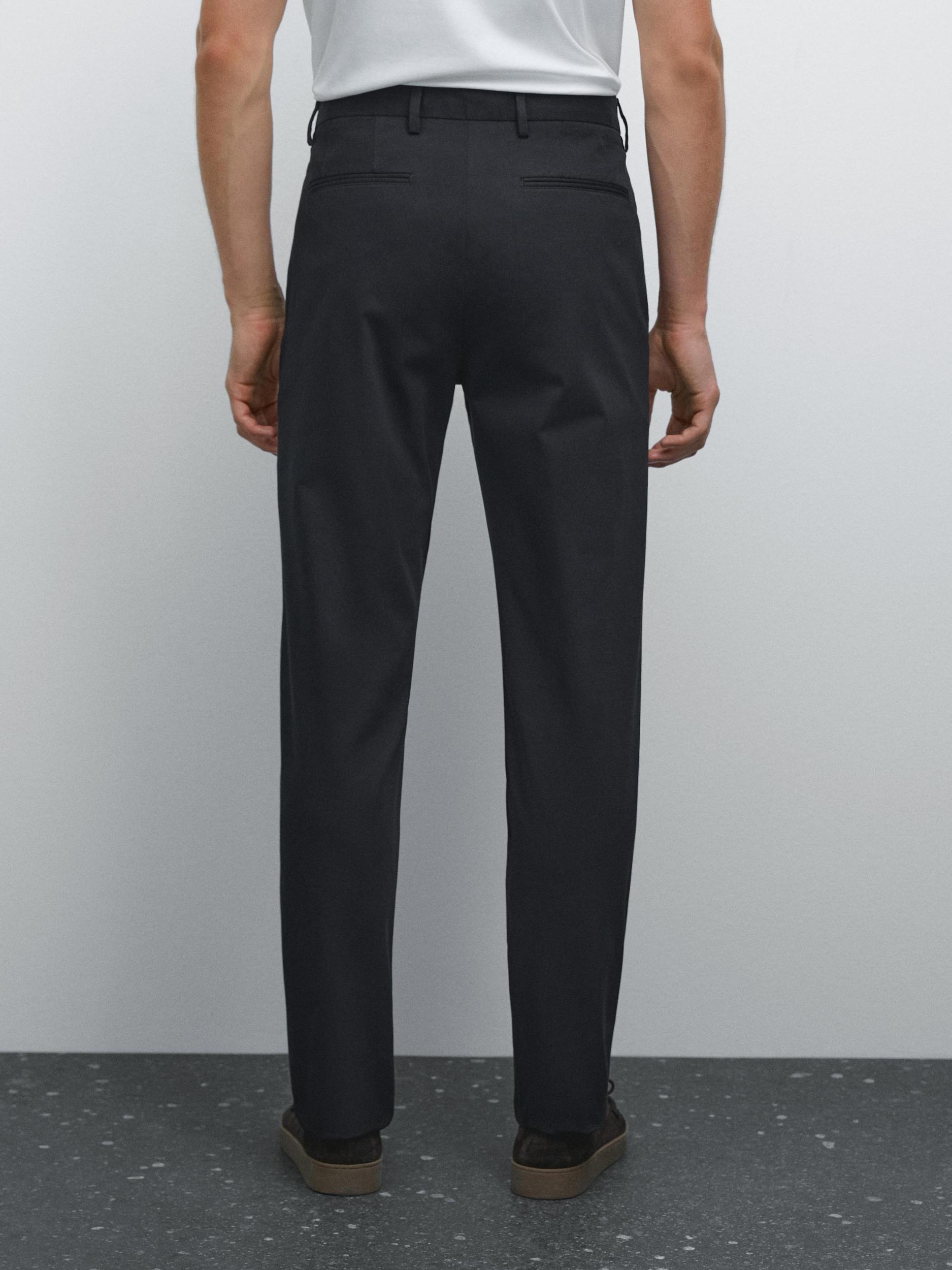 Cotton blend slim fit trousers Product Image