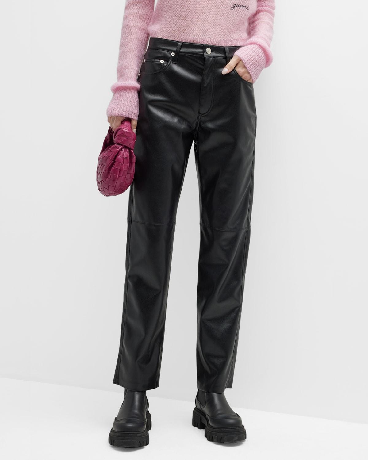 Vinni Mid-Rise Straight Leather Ankle Pants Product Image