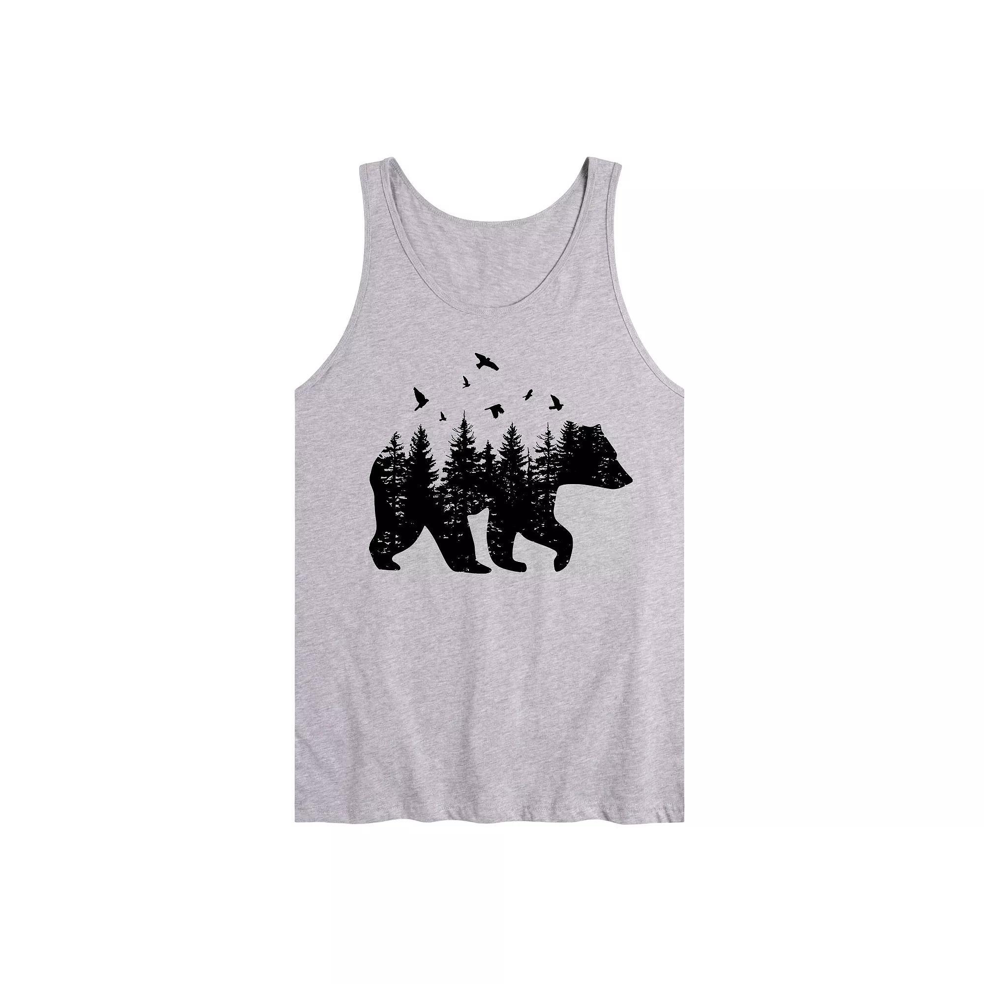 Men's Forest Bear Silhouette Graphic Tank Top,  Product Image