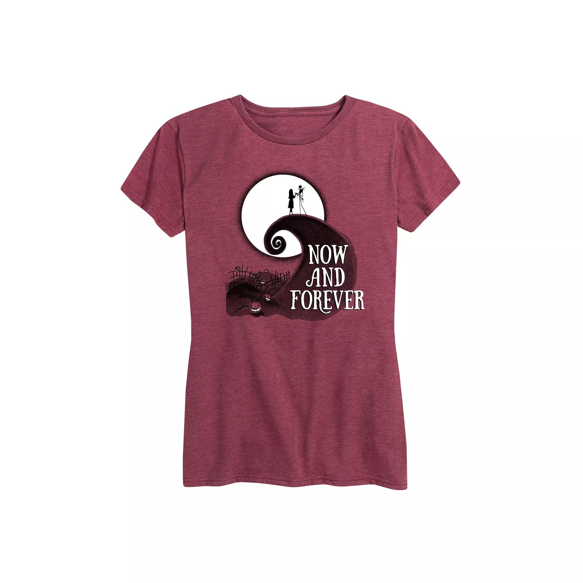 Disney's The Nightmare Before Christmas Women's Now And Forever Graphic Tee, Size: Medium, Grey Gray Product Image