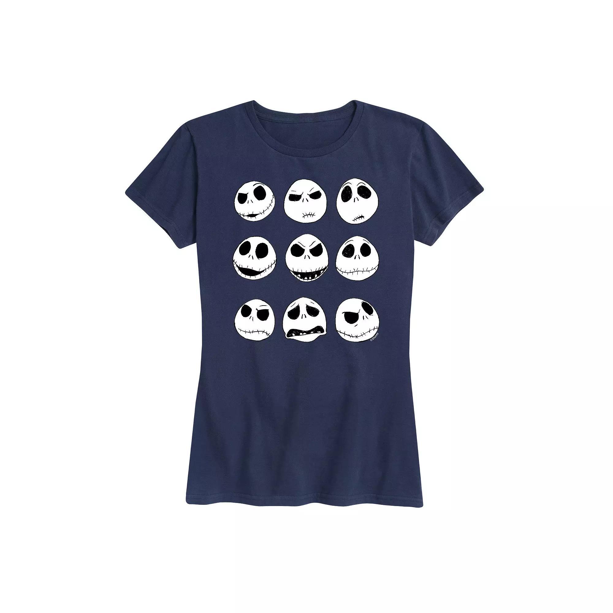 Disney's Nightmare Before Christmas Women's Jack Faces Graphic Tee, Girl's, Size: Large, Black Product Image