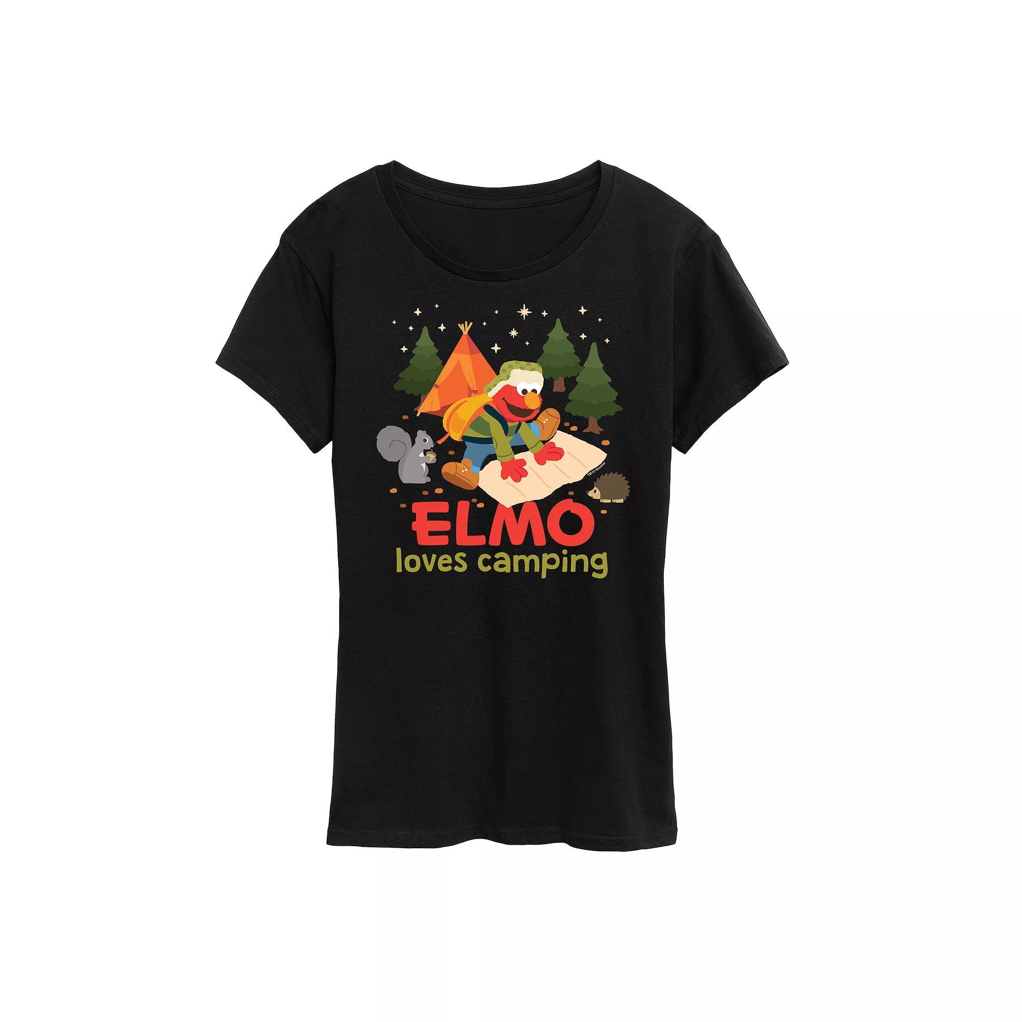 Women's Sesame Street Elmo Loves Camping Graphic Tee,  Product Image