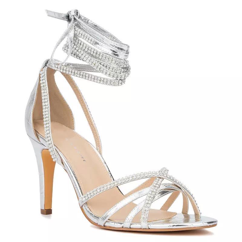 Fashion to Figure Women's Wide Width Gem Strap High Heels, Size: 11 Wide, Silver Product Image