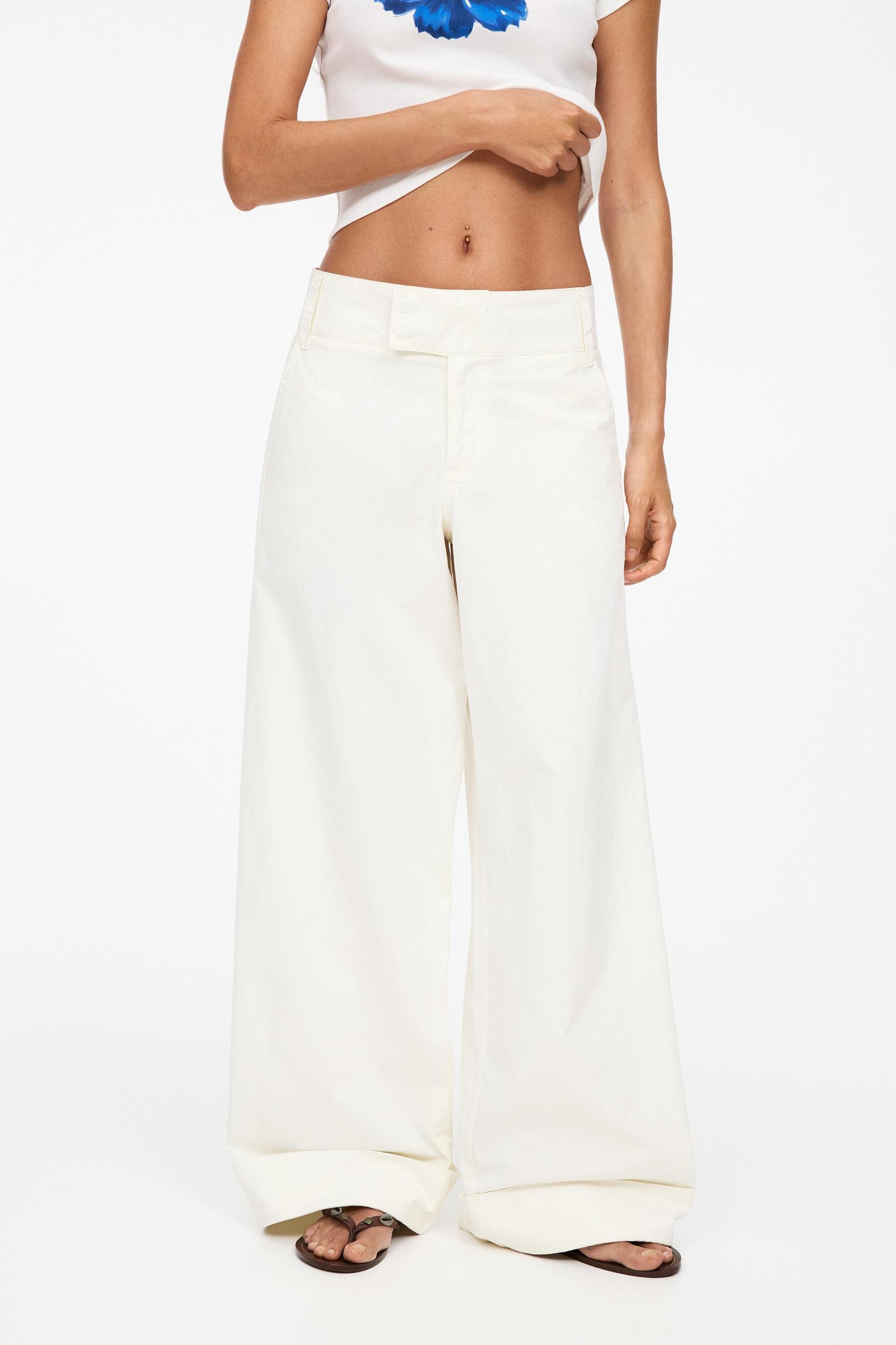 Wide leg pants with crossover waist Product Image
