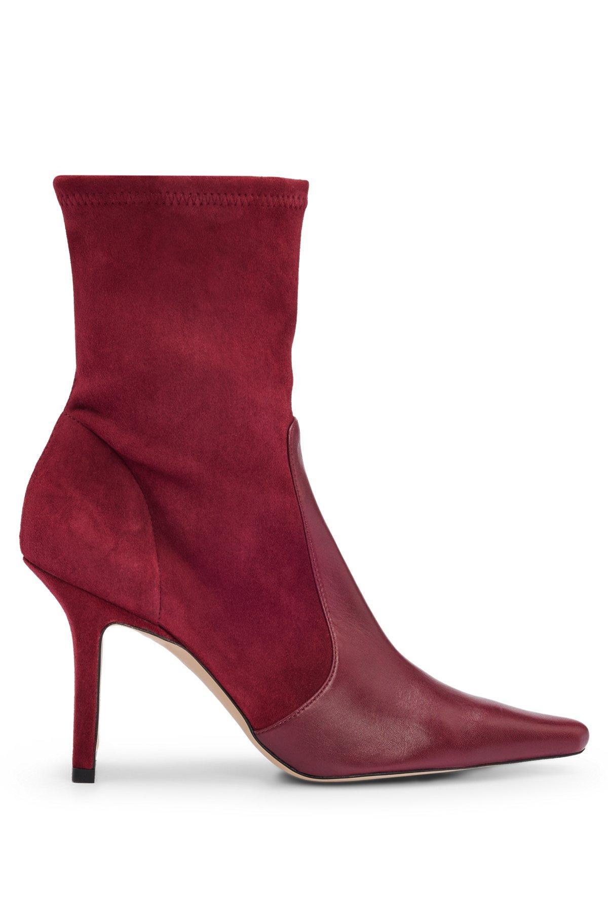 Ankle boots in suede and leather with side zip Product Image