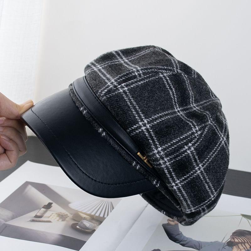 Plaid Wool Blend Newsboy Cap Product Image