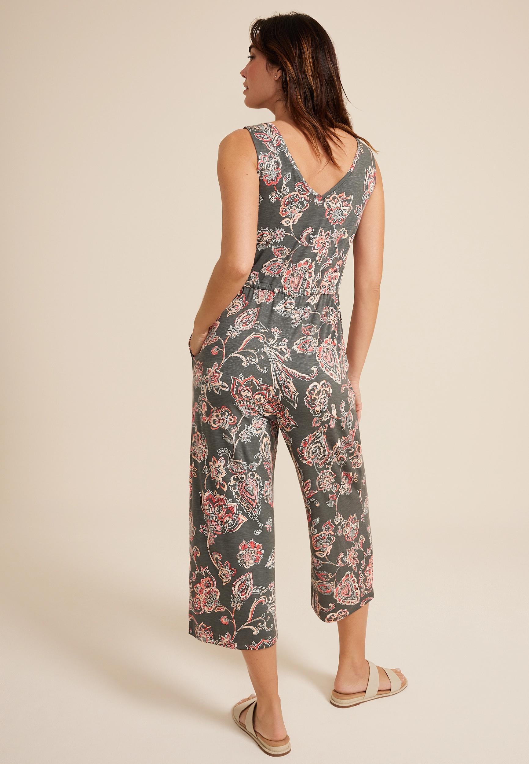 24/7 Paisley Tie Front Jumpsuit Product Image