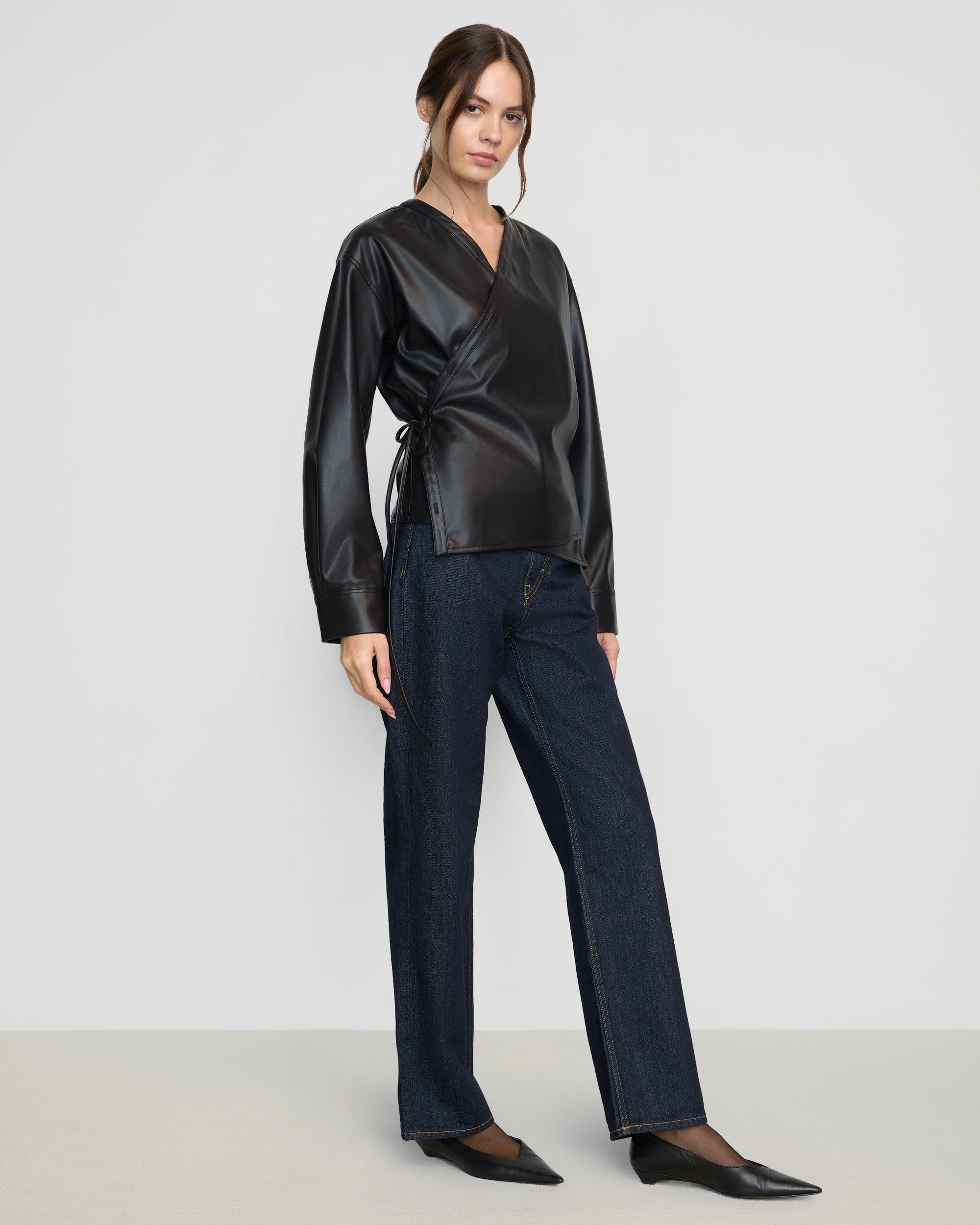 Sarit Vegan Leather Wrap Top Product Image