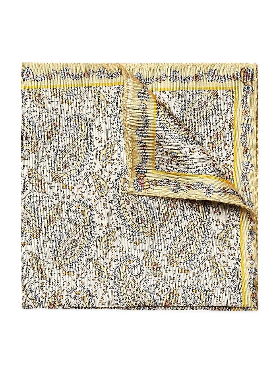 Men's Paisley-Print Tussah Silk Pocket Square Product Image