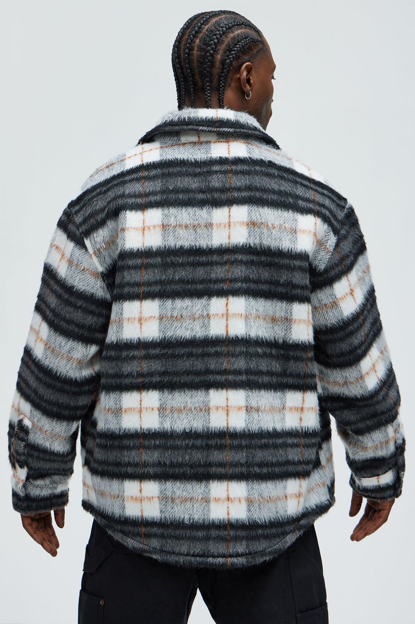 Move Up Plaid Shacket - Black/Grey Product Image
