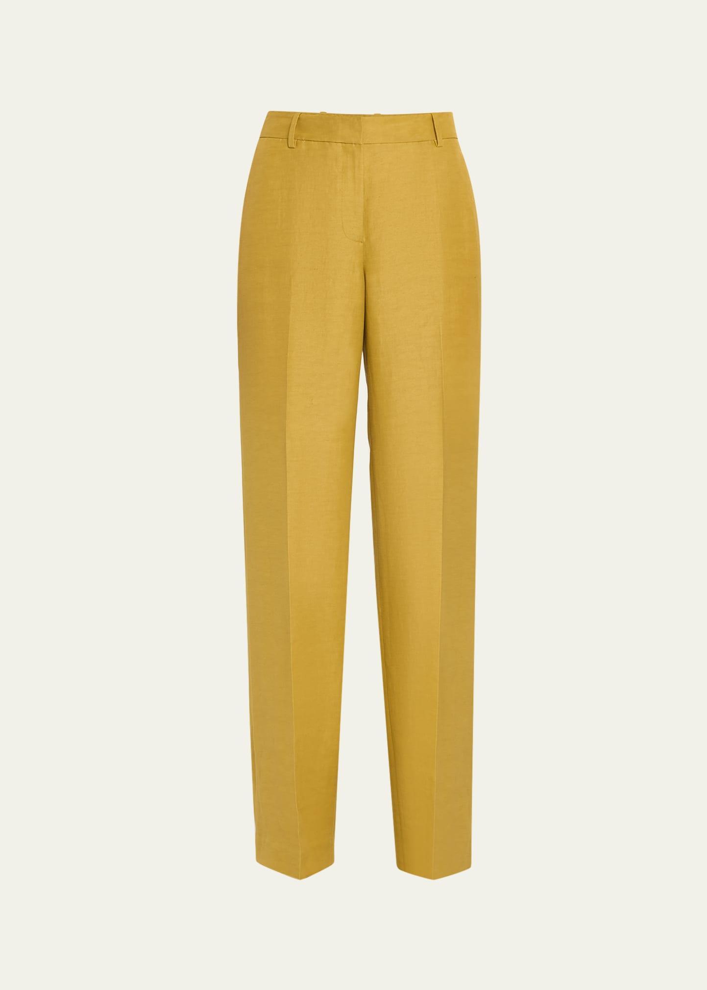 Gates High-Rise Straight-Leg Linen-Blend Pants Product Image