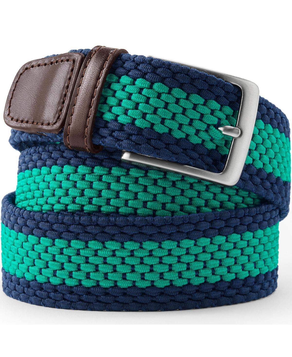 Mens Lands End Elastic Braid Leather Trim Belt Radiant Blue Product Image