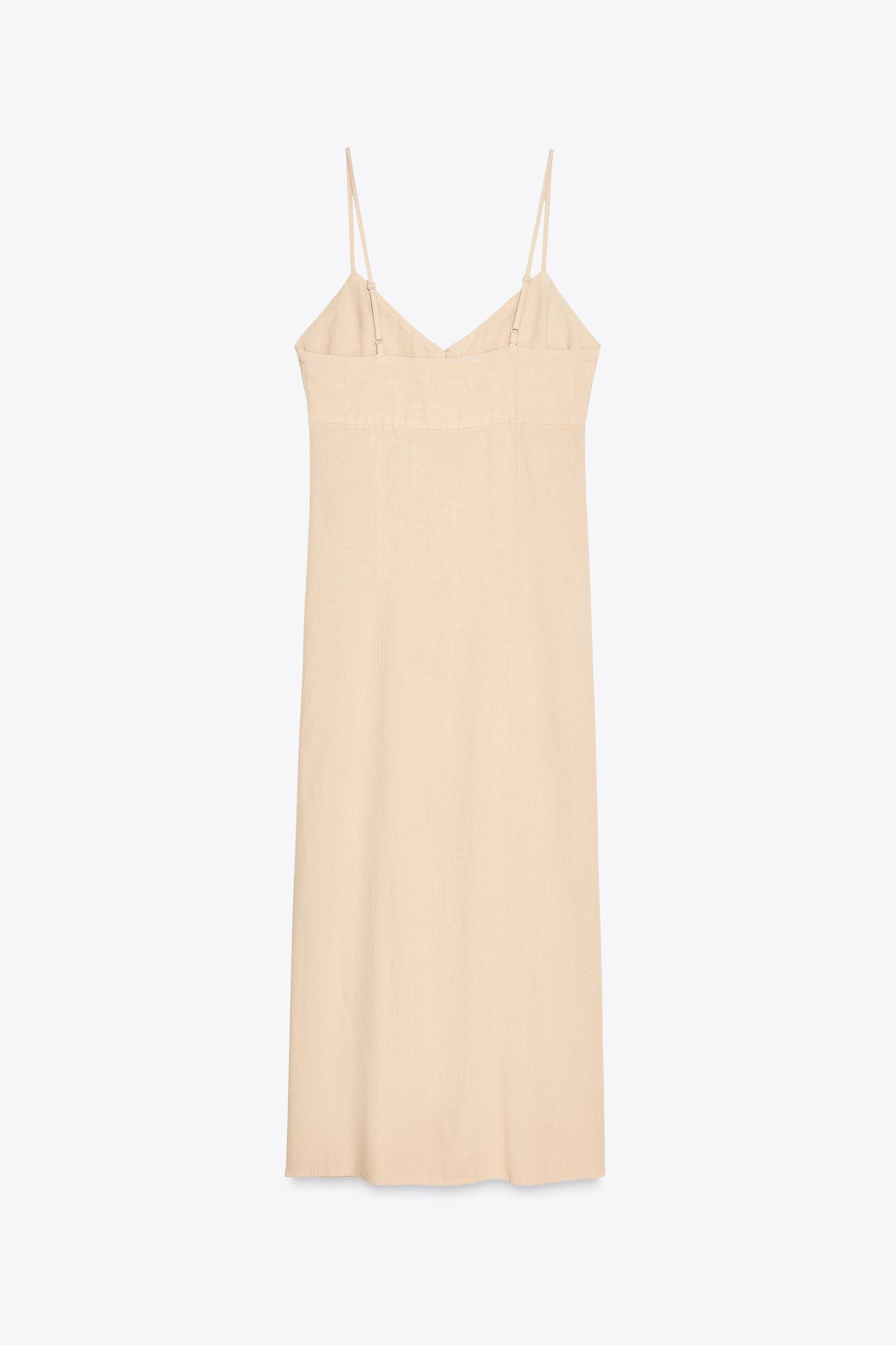 LINEN STRAPPY MIDI DRESS Product Image