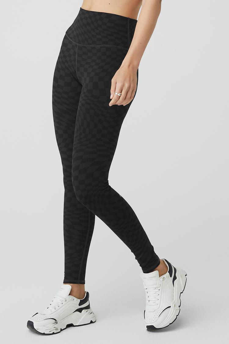 Jacquard High-Waist Checkered Legging - Black/Anthracite Product Image